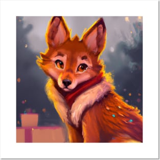 Cute Red Wolf Drawing Posters and Art
